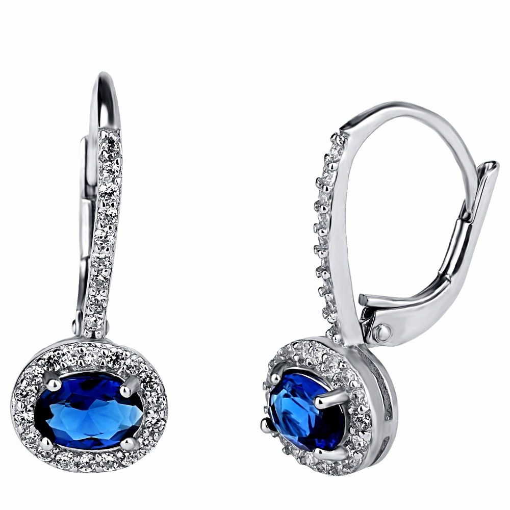 Clip on Designs Pictures Gemstone Blue Earrings