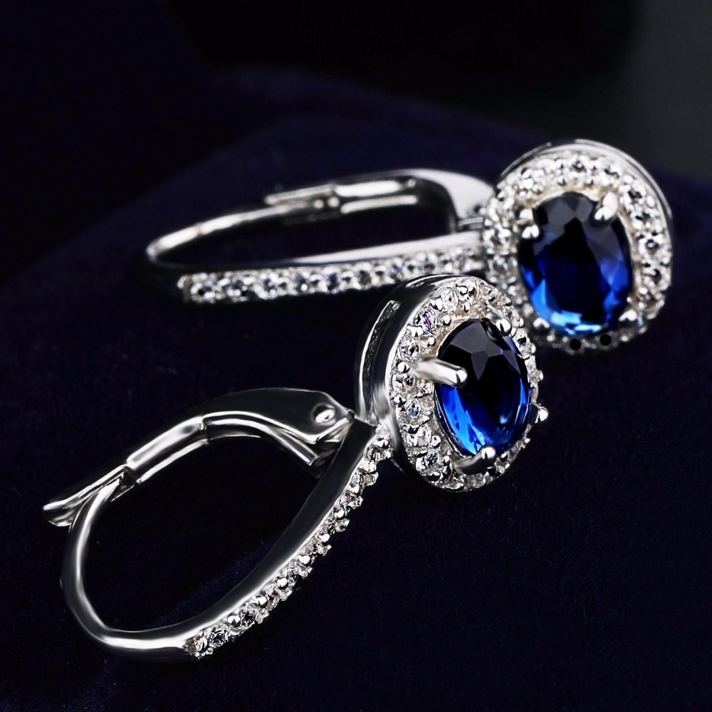Clip on Designs Pictures Gemstone Blue Earrings