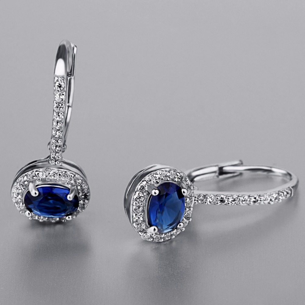 Clip on Designs Pictures Gemstone Blue Earrings