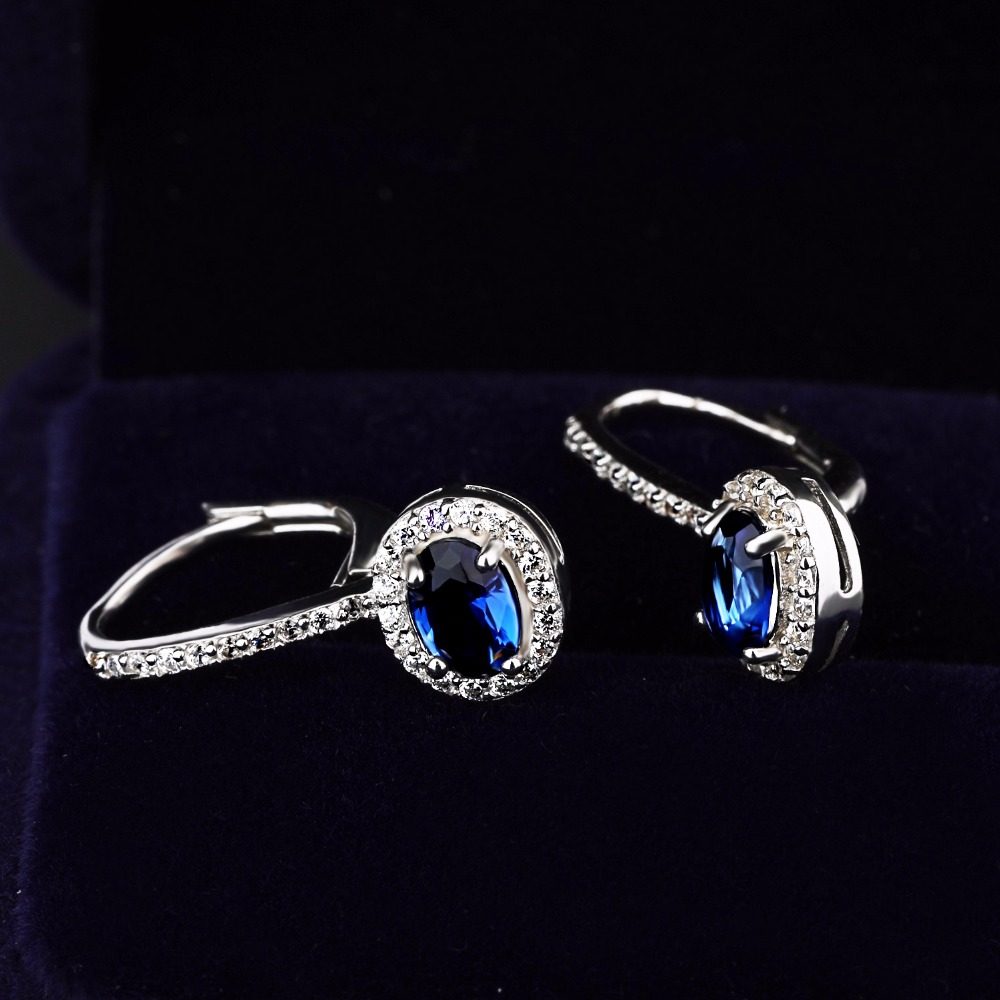 Clip on Designs Pictures Gemstone Blue Earrings