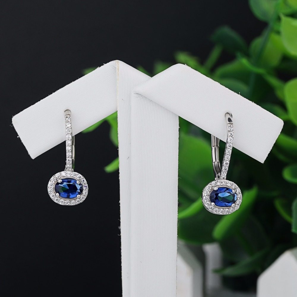 Clip on Designs Pictures Gemstone Blue Earrings