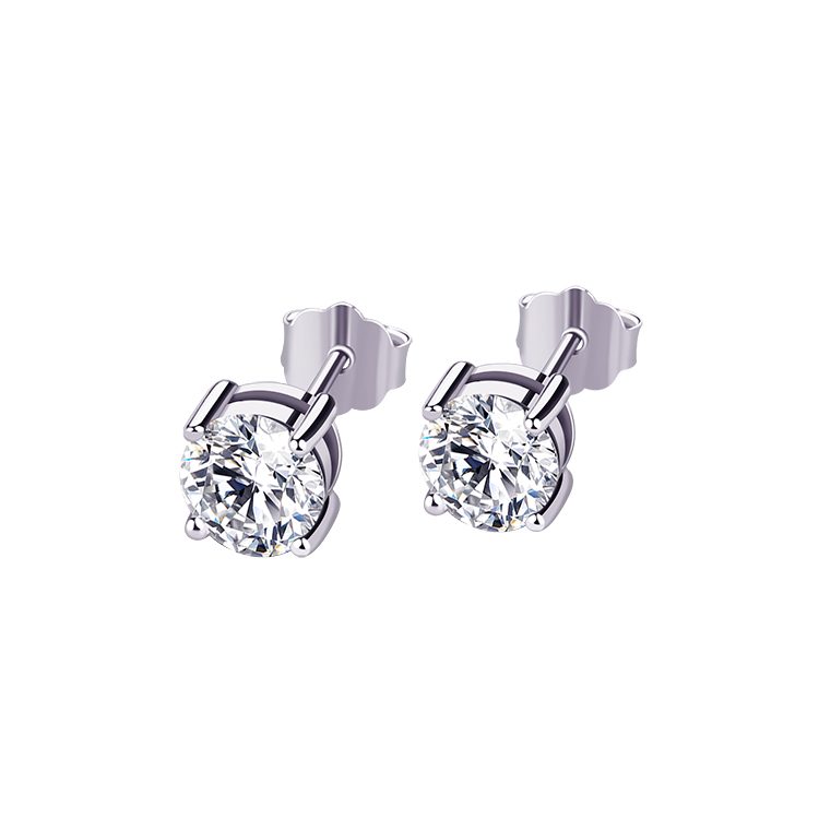 Mascot Hot Selling 925 Sterling Silver Cubic Zircon Simple Round Stud Earrings for Girl