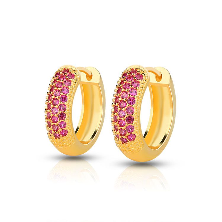 Funky 925 Sterling Silver 18k Gold Plated Hoop Earrings for Women Party or Wedding Gift