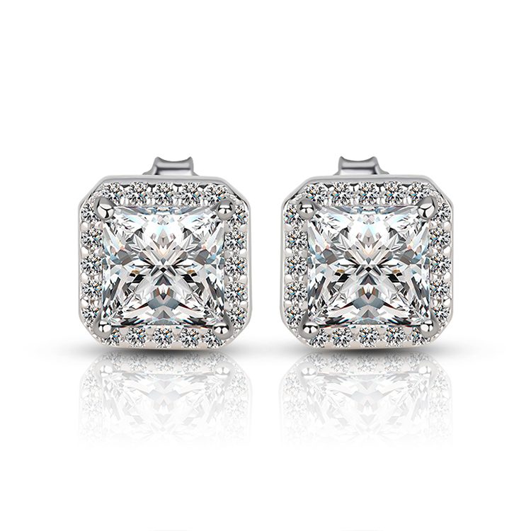 Trendy Moissanite Stud Earrings for Women 925 Sterling Silver Fine ZIRCON Jewelry Gift Sparkling Everyday Accessory