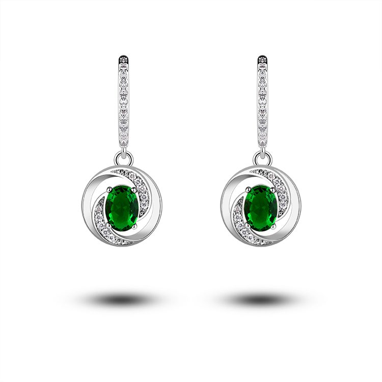 Luxury Green Zircon Drop Earrings for Women 925 Silver Jewelry Sparkling Elegant Look for Party or Formal Events