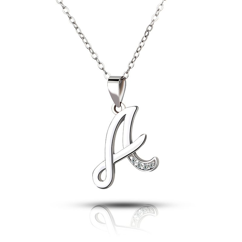 Personalized 925 Sterling Silver Letter Pendant Necklace Custom Initial Necklace for Women Gift