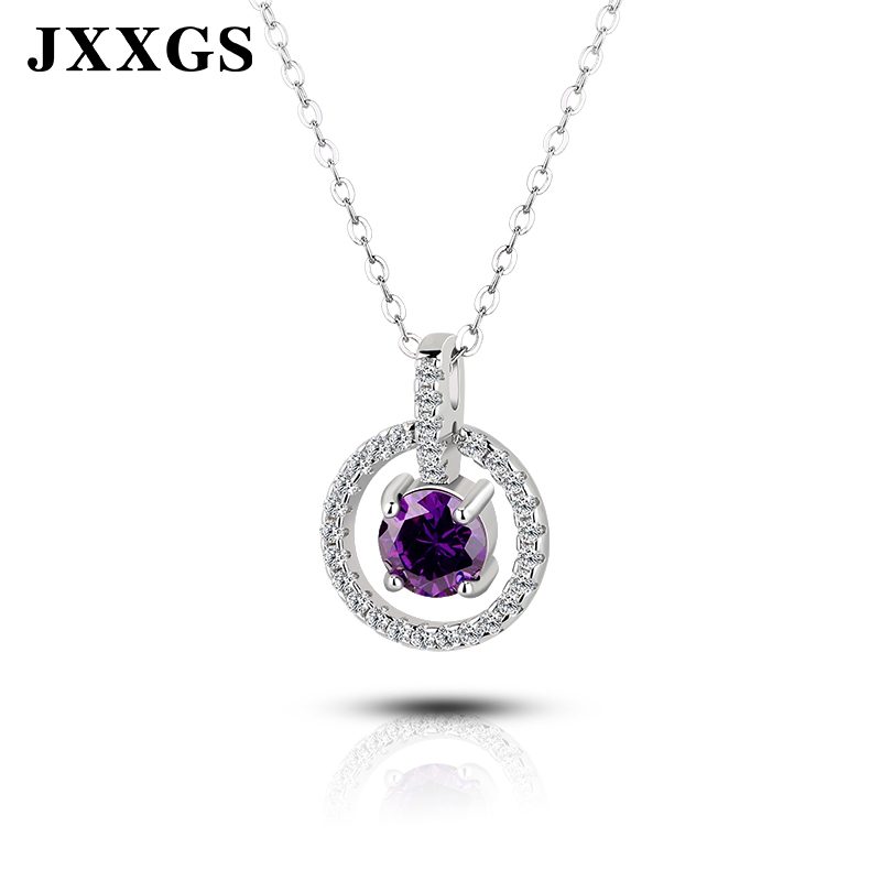 Wholesale S925 Sterling Silver Dainty Gold Plated Red Round Zircon Pendant Necklace for Women Fashion Jewelry