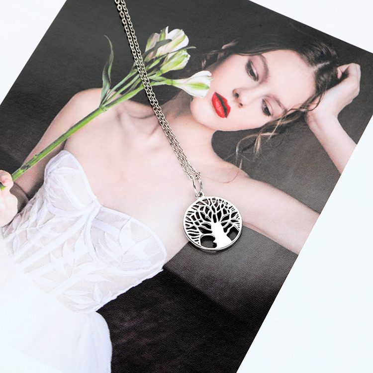 Tree of Life Pendant Necklace 925 Sterling Silver Women Elegant Clavicle Chain Jewelry for Women and Men Gift