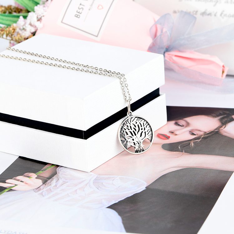 Tree of Life Pendant Necklace 925 Sterling Silver Women Elegant Clavicle Chain Jewelry for Women and Men Gift