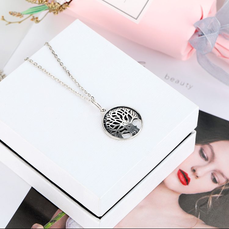 Tree of Life Pendant Necklace 925 Sterling Silver Women Elegant Clavicle Chain Jewelry for Women and Men Gift
