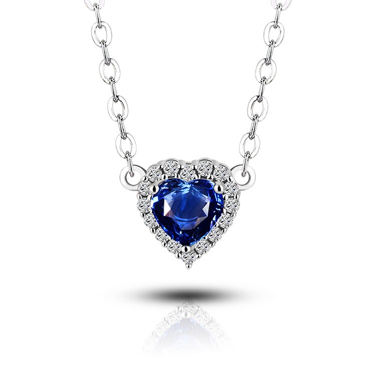 Luxury 925 Sterling Silver Blue Heart Zircon Pendant Necklace for Women Handmade Jewelry Gifts for Girlfriend,  Wife,  Mother