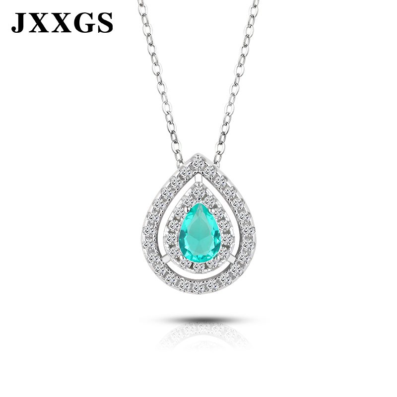 High Quality Charming 3ACubic Zirconia Teardrop Water Drop 925 Sterling Silver Charm Necklace Crystal for Women