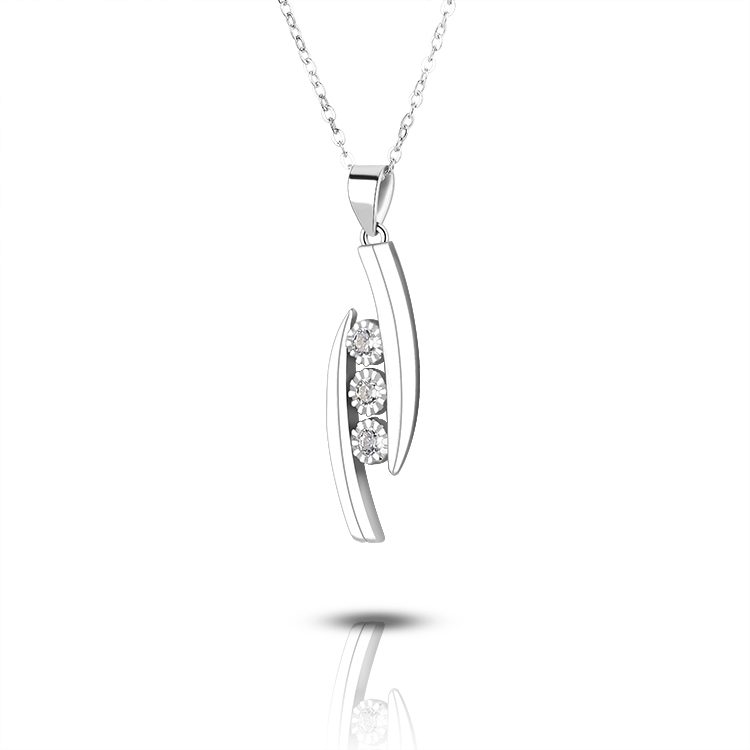 Elegant 925 Sterling Silver Double Layer Zircon Pendant Necklace Women Fashion Layered Clavicle Chain Jewelry