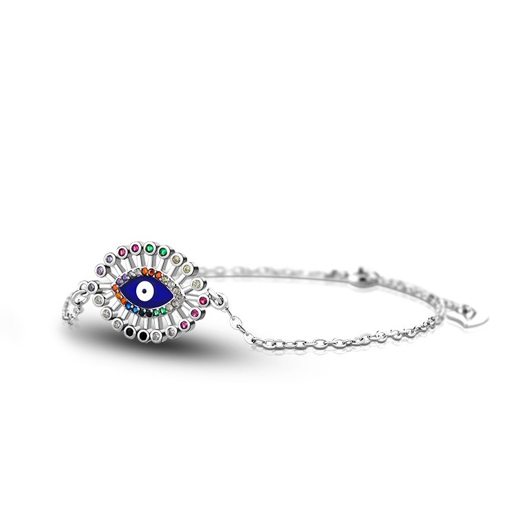 Luxury 925 Sterling Silver Eye Bracelet Women Sparkling Zircon Suitable for Wedding Party or Formal Occasions