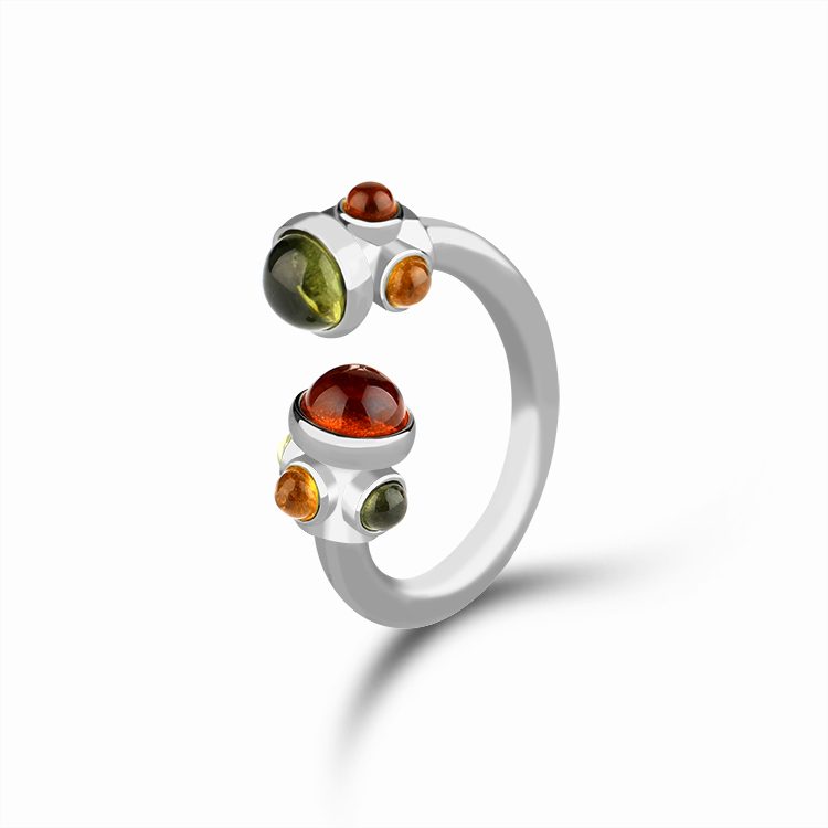 Geometric Zircon Jewelry Fashion Rings Color Mix Zircon Ring Trendy Style Sterling Silver Jewelry Supplier