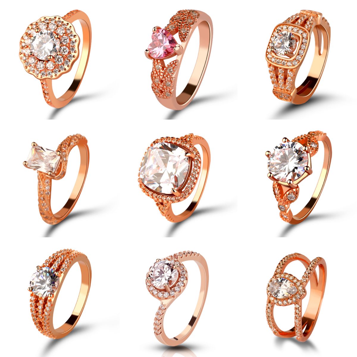 Vintage Rose Gold Plated 925 Silver Cushion Zircon Ring Gold Plated Heart-Cut Zircon Ring for Women, Luxury Plated Finish