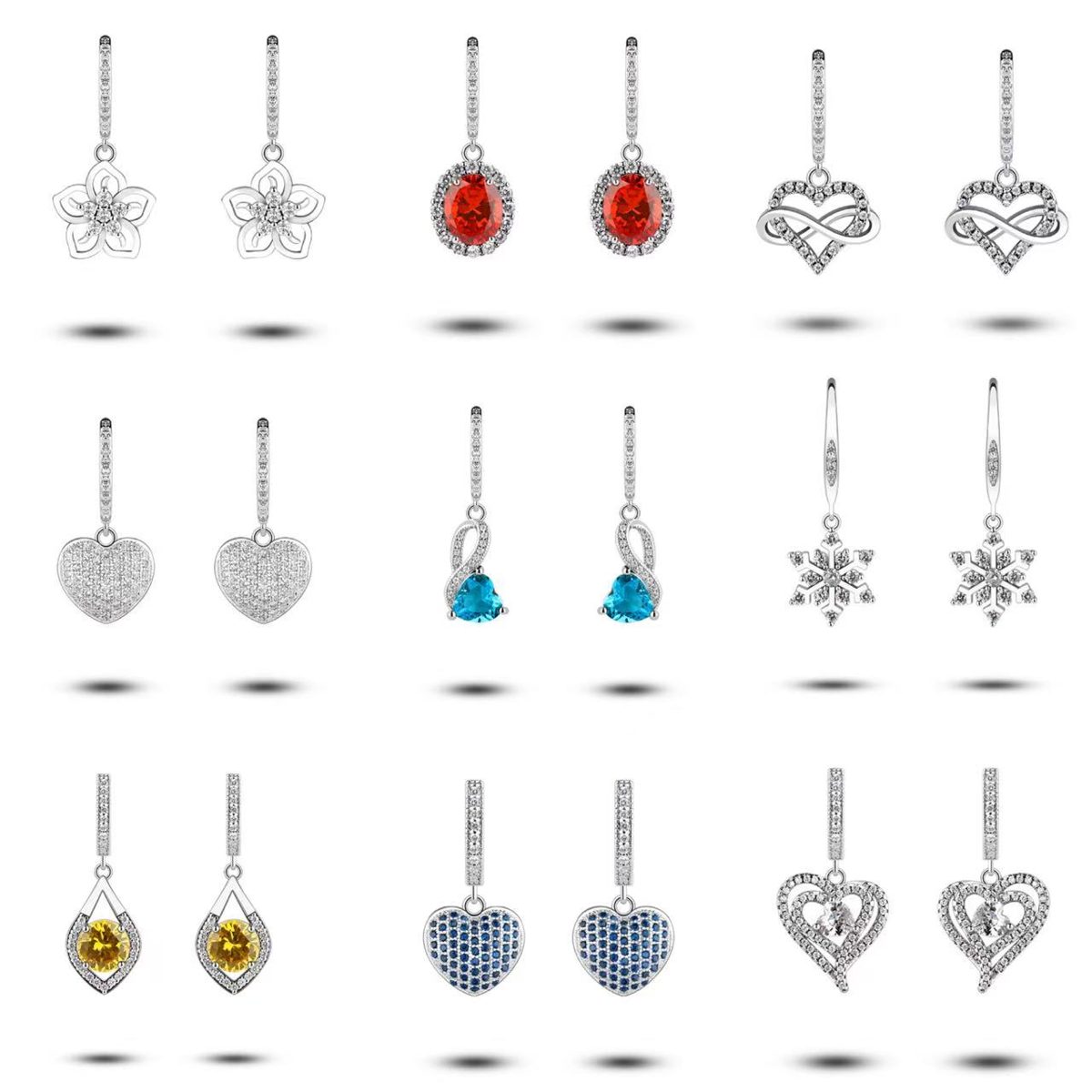 Vintage Red Oval Zircon Drop Earrings in 925 Silver High-Quality Plating Flower Drop Earrings for Daily & Party Wear
