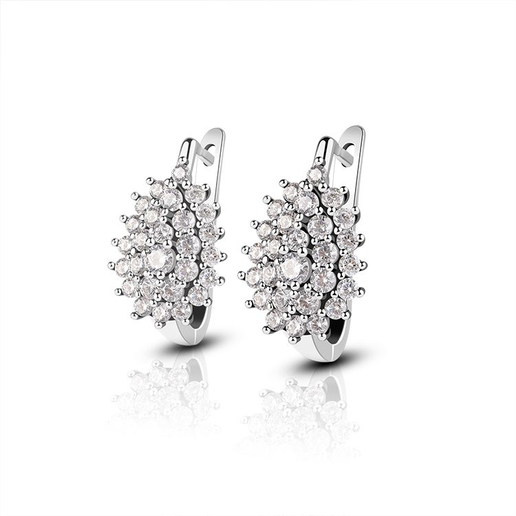 Modern Square Pav&eacute; Zircon 925 Silver Earrings Classic Snowflake Crystal 925 Silver Earrings Winter Holiday Jewelry