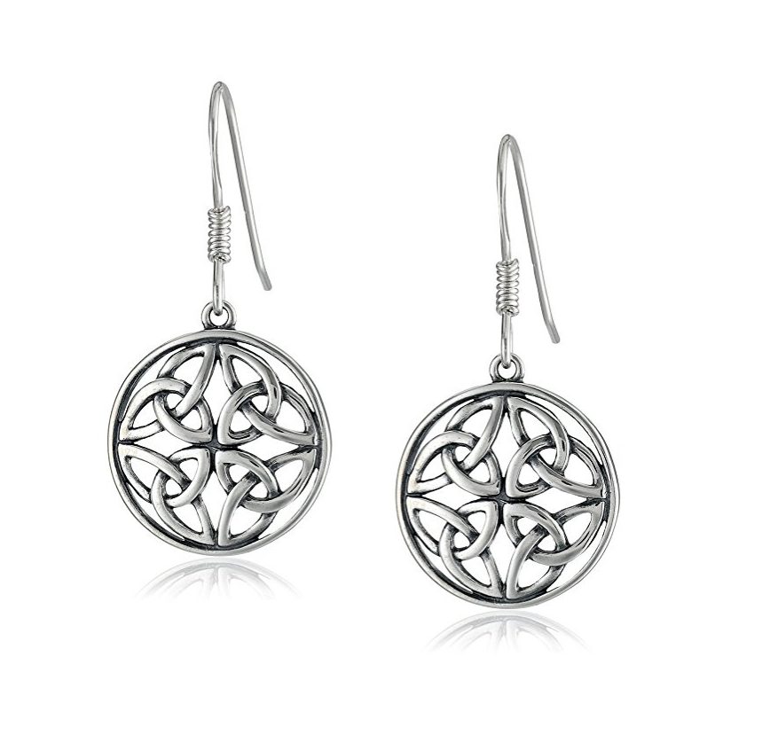 Women Jewelry Fashion Sterling Silver Celtic Knot Round Drop Wire Earrings