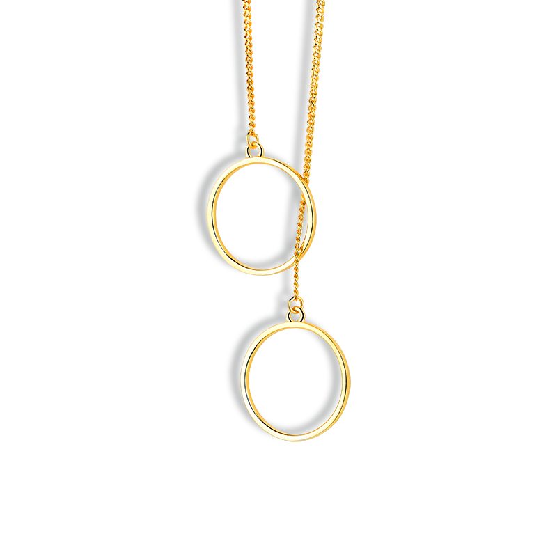 Mascot 925 Gold Plated Chain Pendant 14K Woman Necklace Silver Circle Necklace