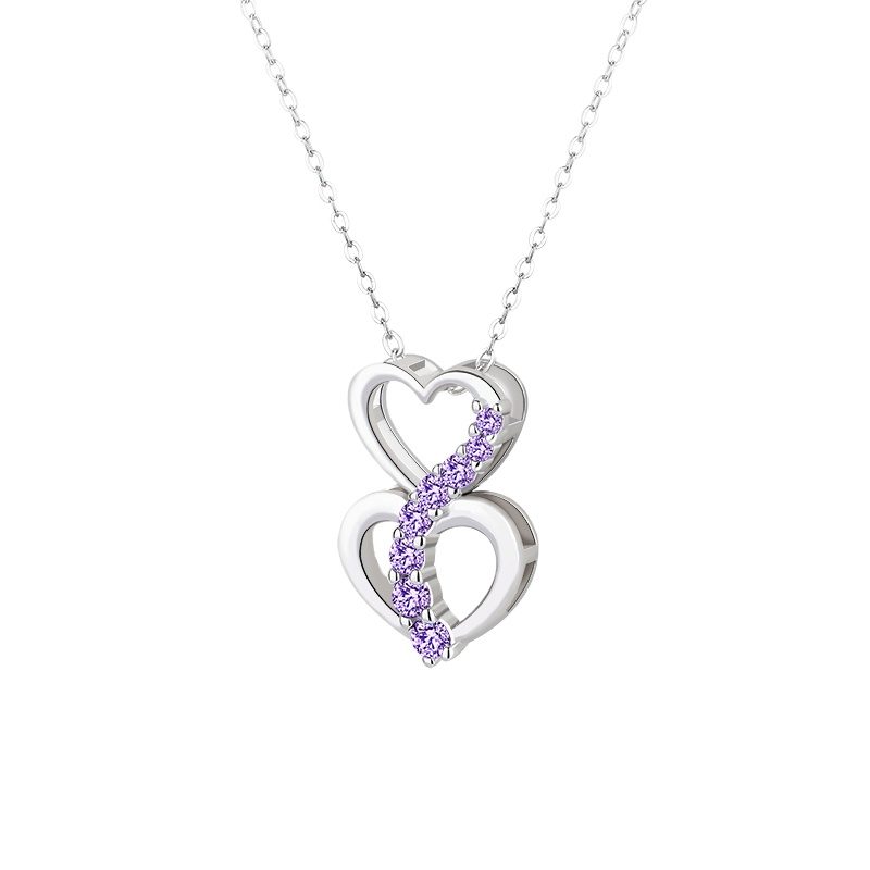925 Sterling Silver Pendant Valentine Day Jewelry Gifts Love Double Hearts Necklaces Pendant for Women