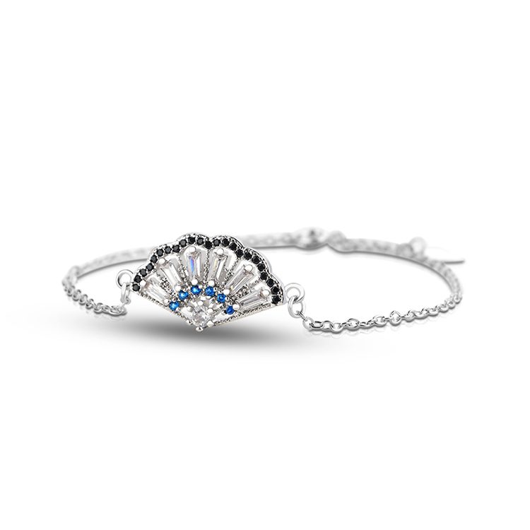 Charm Bracelet Peacock Tail Cubic Zircon Bracelets Sterling Silver Elegant Women Silver Jewelry Rose Gold Silver Bangles Mascot