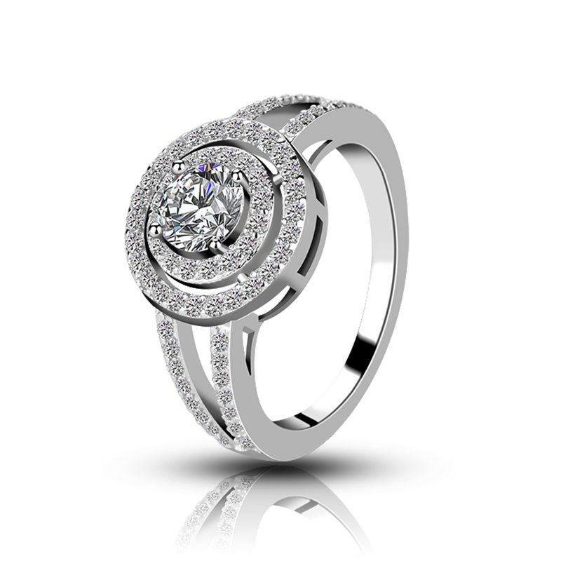Custom Jewelry VVS Lab Diamond Moissanite Halo Rings 0.5ct 1.0ct 925 Sterling Silver for Women Customized Gemstone Rings Mascot