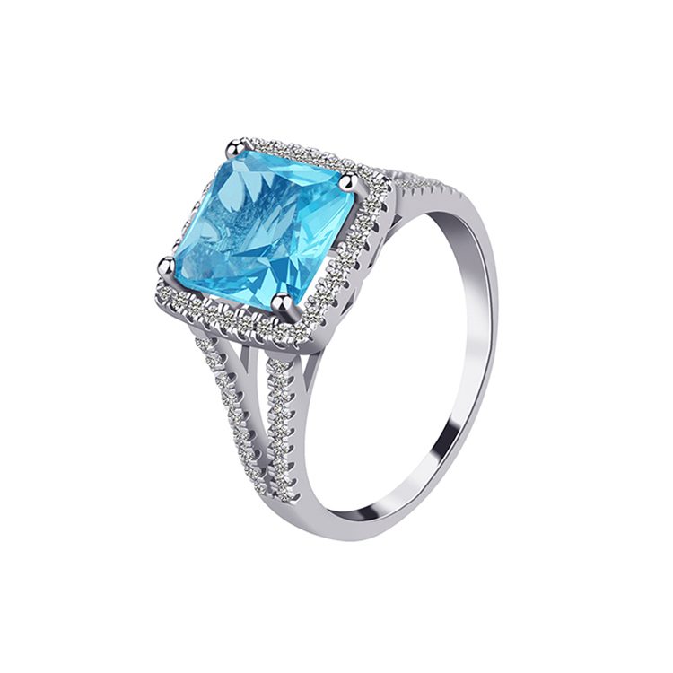 2023 New Arrival Silver 925 Rings Blue Crystal Silver Rings Custom S925 Ring for Women