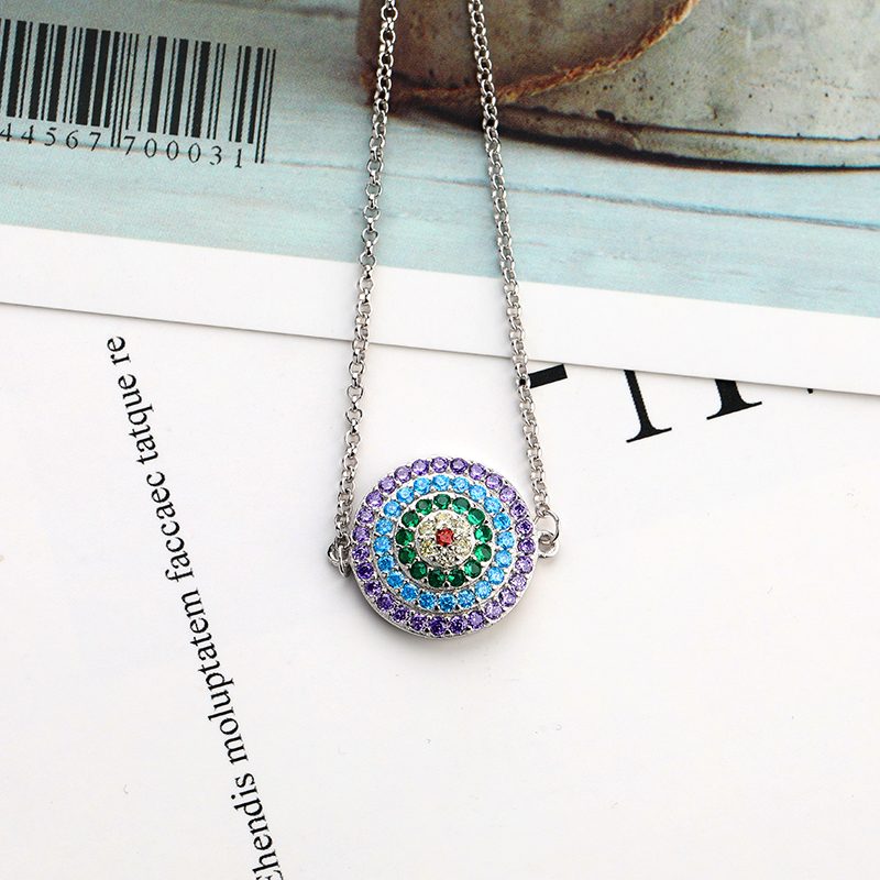 High Quality 925 Sterling Silver Clear Cubic Zirconia Link Chain Women Bracelets Luxury Round Blue Lucky Eyes Power Bracelet