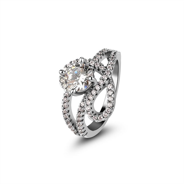 Custom 925 Sterling Silver Band Rings 5A Cubic Zirconia Rhodium Plater Rings for Woman