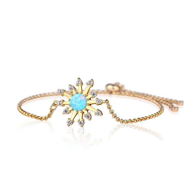 Women Sterling Silver Cubic Zirconia Bracelets Elegant Gold Plated Bracelet for Gift