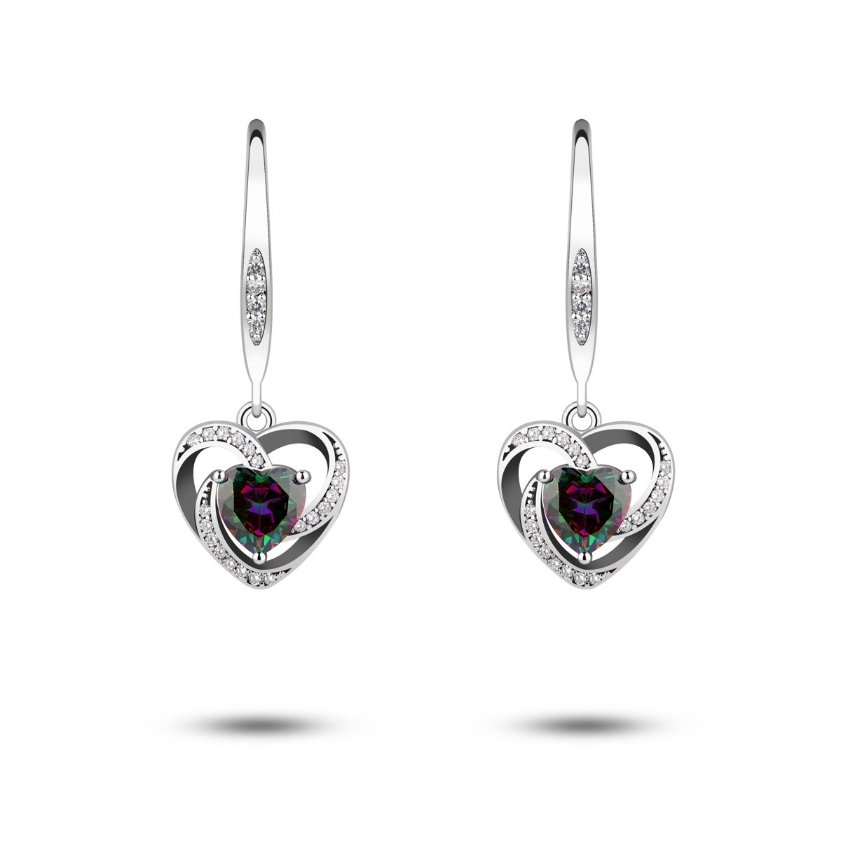 Simple 925 Sterling Silver Heart Earrings Wholesale Silver Jewelry Paw Gem bar Earrings with Low Price