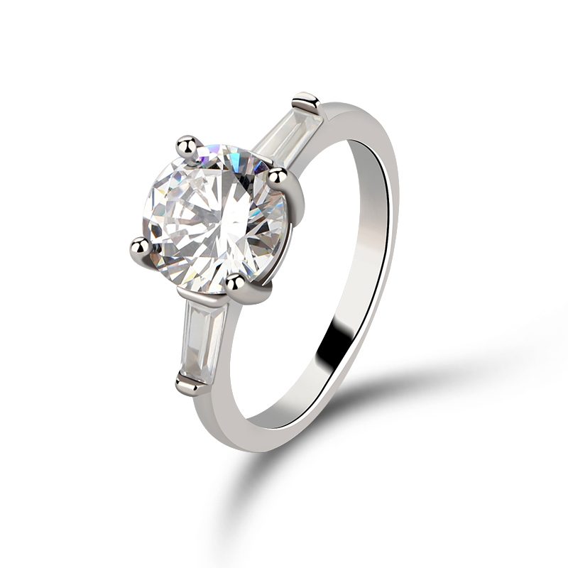 New Design Wholesale Women Diamond Silver Ring Engagement Anniversary Round Cubic Zircon 925 Silver Ring