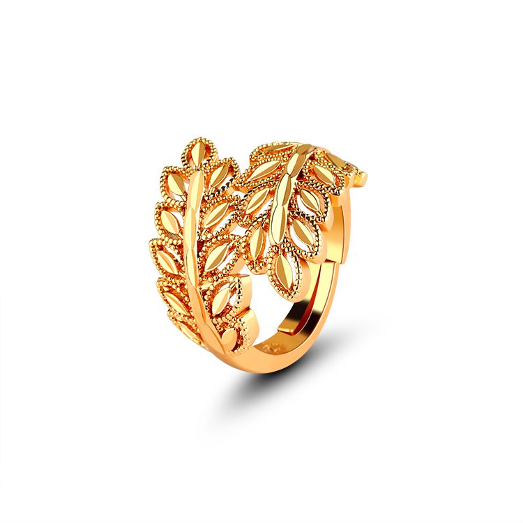 Retro 925 Sterling Silver Open Woman Ringjewelry Leaf Shaped Ring Copper Micro Modern Jewellery Party Ring