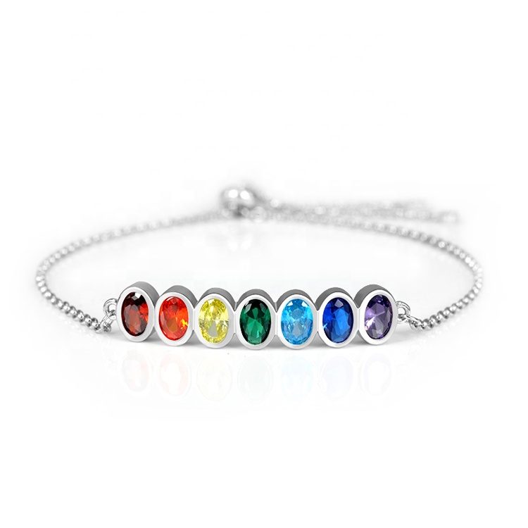 2020 Factory Wholesale 925 Sterling Silver Bracelet for Women Multi-Color Crystal Fashion Jewelry