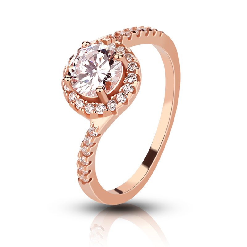 Fashion Lady's Yellow Gold Diamond Wedding Ring