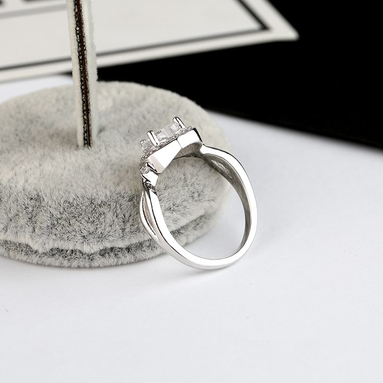 Mascot High Quality Silver Cubic Zircon Ring Heart Shaped Gemstone Rings 925 Sterling Silver Jewelry Adjustable Ring