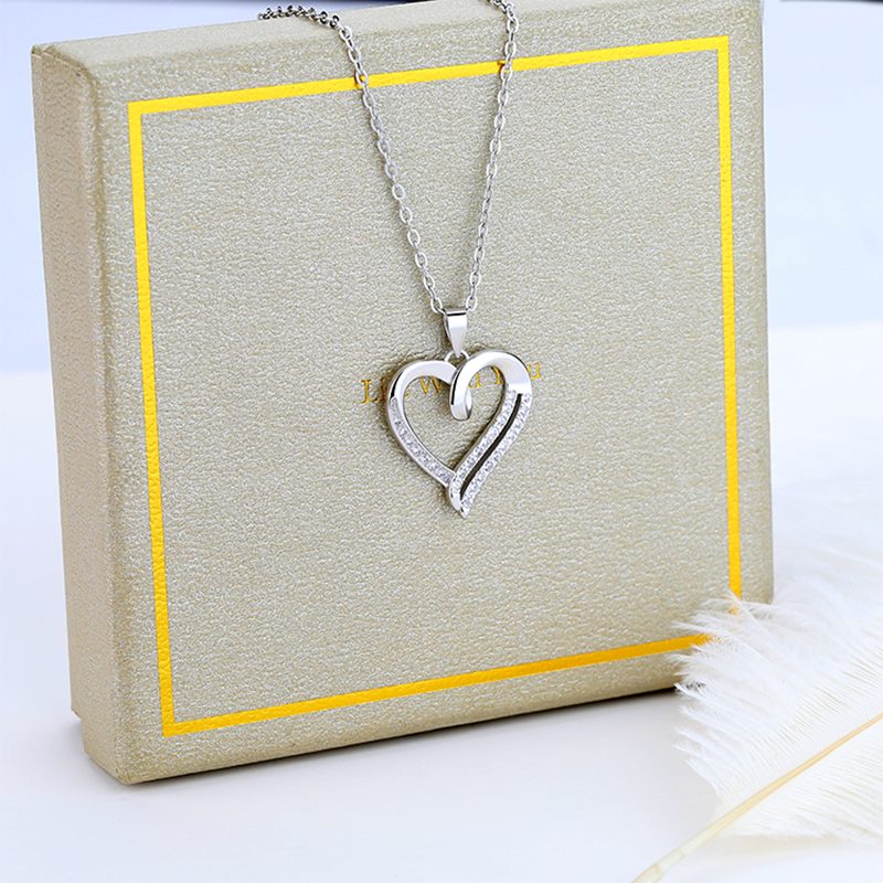 Custom Cubic Zircon love Heart Pendant Necklace 925 Sterling Silver for Woman
