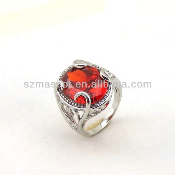 Mascot Newest Design Ruby Engagement Ring Round Moissanite Jewelry Ring for Women