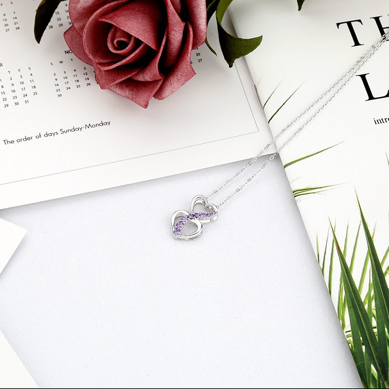 Custom Logo Jewelry Fashion Rhodium Necklace Silver Jewelry Manufacturer Heart 925 Sterling Silver 2025 Women