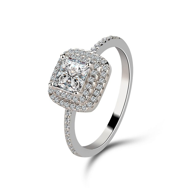 Exquisite 925 Sterling Silver Moissanite Engagement Ring for Women with Lab Grown Diamonds