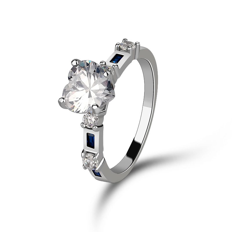 Elegant Wedding Ring for Couples Zircon Heart 925 Silver Bands with Custom Engraving and Velvet Box