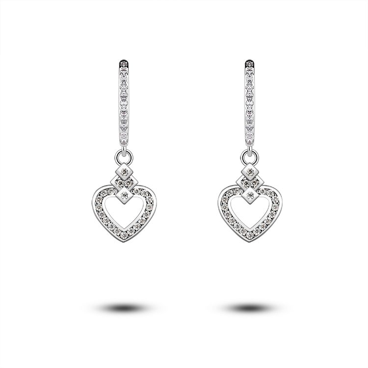 Elegant Open Heart Drop Earrings for Women 925 Silver Jewelry Chic Simple Style Perfect for Everyday Look