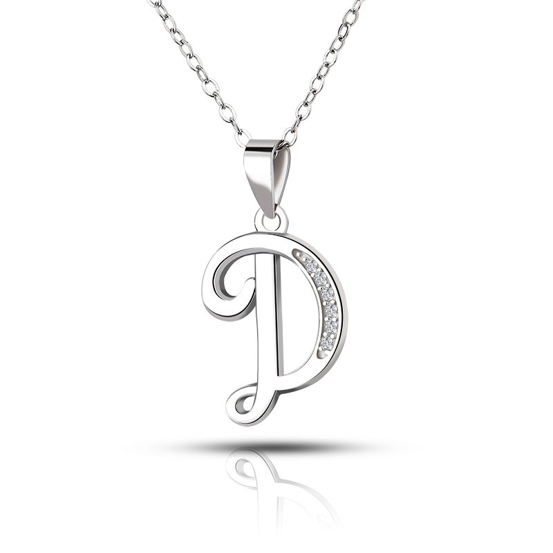 Elegant 925 Sterling Silver Initial Pendant Necklace Handmade Jewelry Gift for Couples