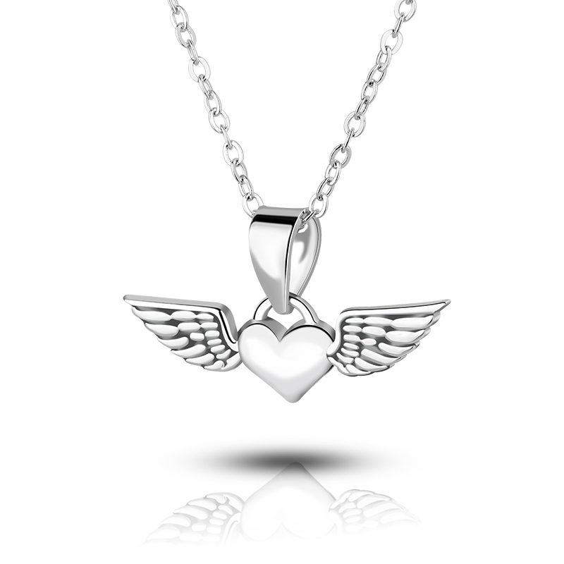 Exquisite 925 Sterling Silver Wing Heart Pendant Necklace for Women Gift Handmade Fashion Jewelry