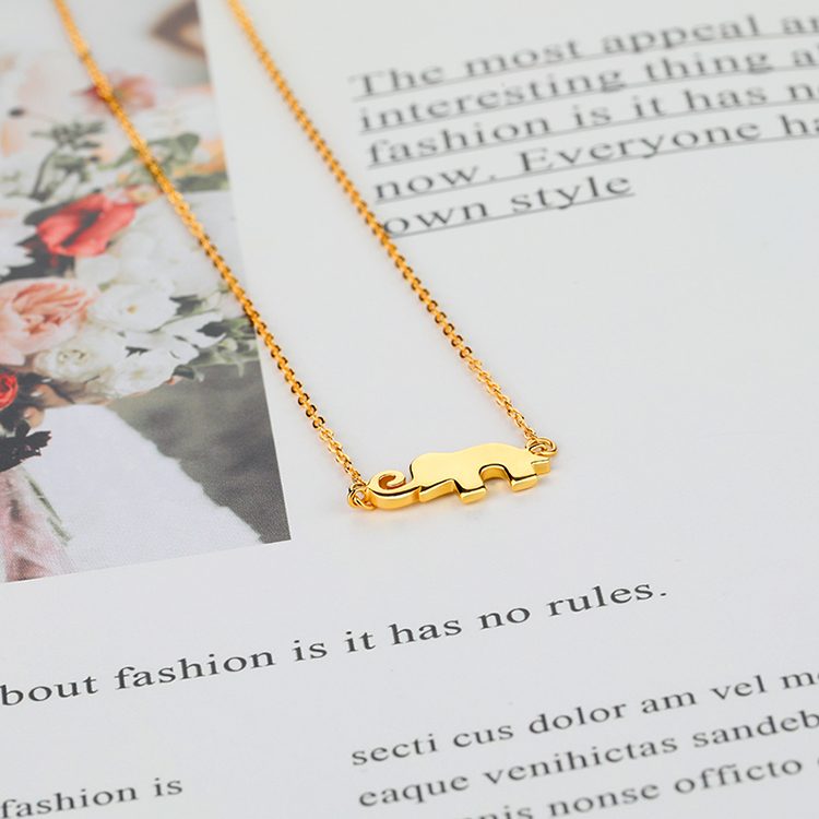 Dainty Elephant Pendant Necklace Women 925 Silver Thin Clavicle Chain Minimalist Jewelry