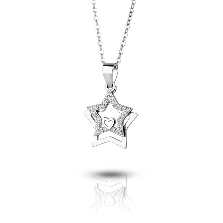 High Quality 925 Sterling Silver Moon Star Galaxy Zircon Pendant Necklace Women Fashion Celestial Jewelry Gift