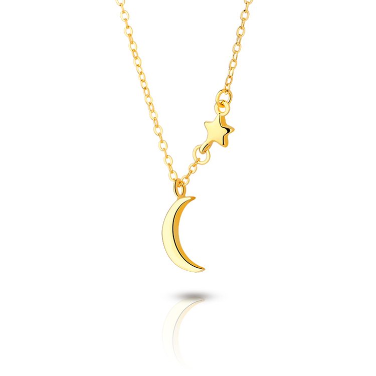 Dainty Moon & Star Necklace 14K 18K Gold Plated Women Minimalist Layered 925 Sterling Sliver Jewelry Gift
