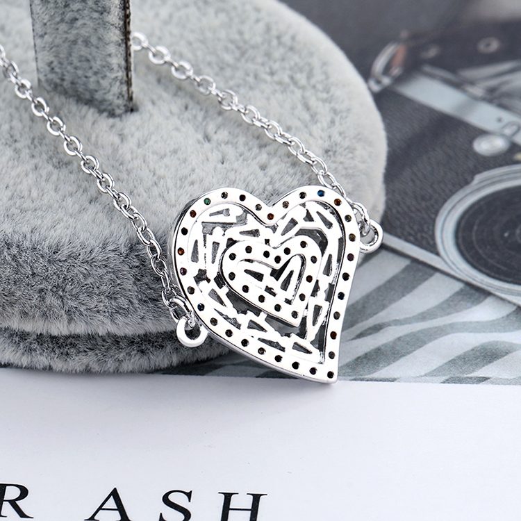 925 Sterling Silver LOVE Heart Colorful Zircon Bracelet for Women Symbolic Eternal Love Dainty Jewelry Gift