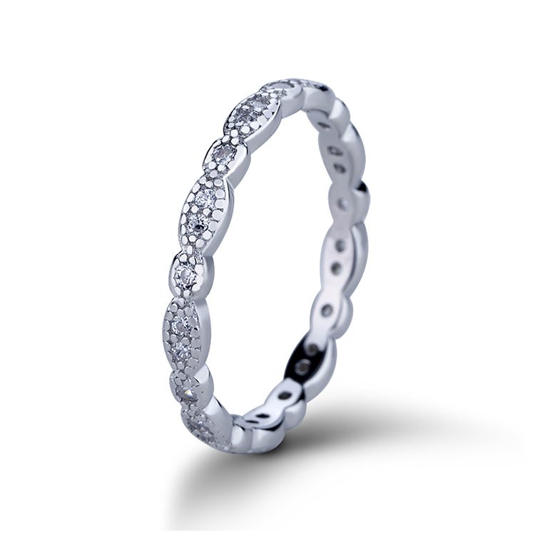 925 Sterling Silver Fashion Stackable Finger Rings for Women with CZ Ring Simple Twist Texture Wave Curve Glitter Rings